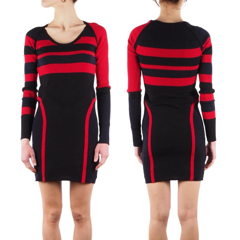 ALEXANDER MCQUEEN Ribbed Colorblock Sweater Knit Wool Mini Dress \\ S